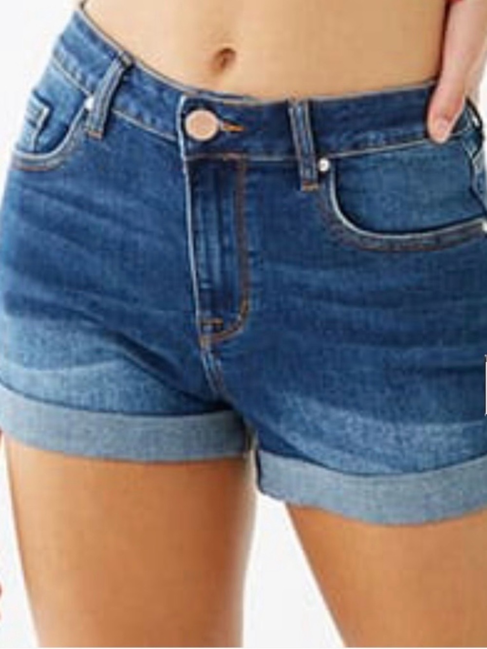Forever 21 ROLLED CUFF DENIM
SHORTS